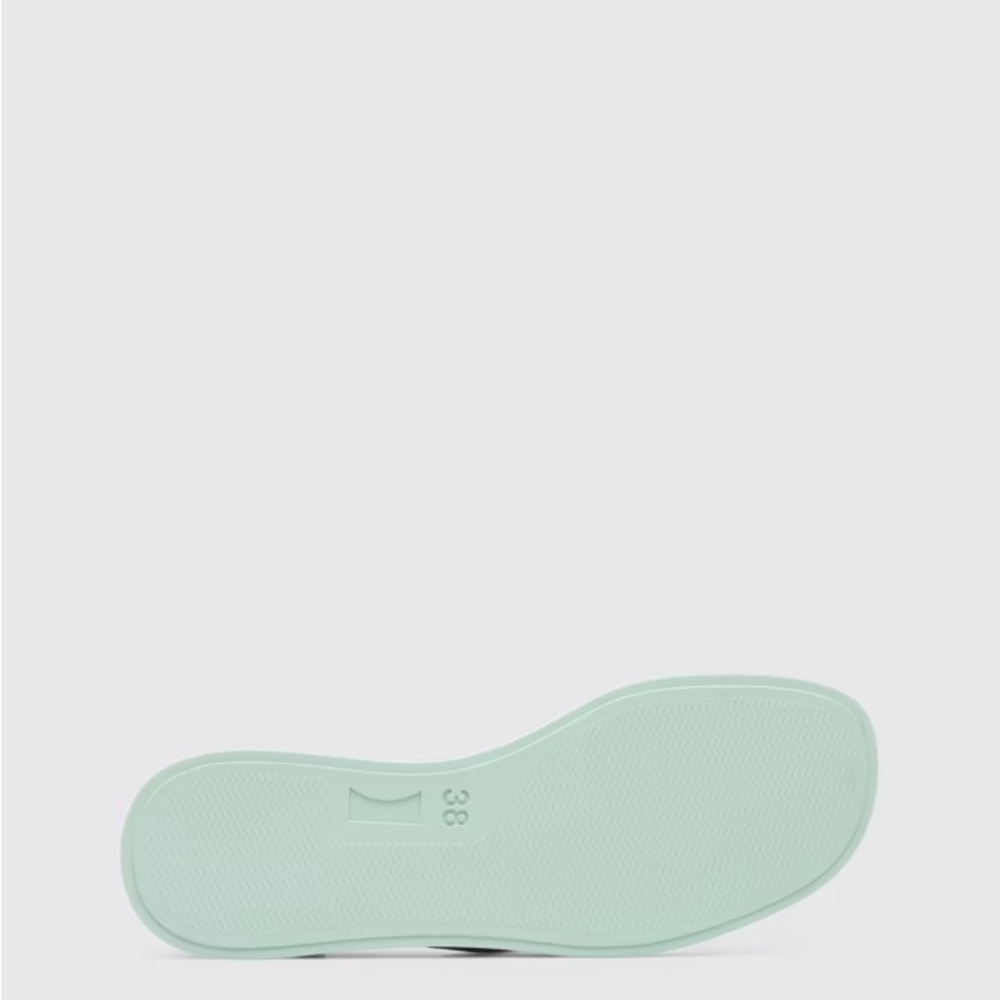 Camper Black Leather Strappy Flat Sandals with Mint Sole - Picture 5 of 11